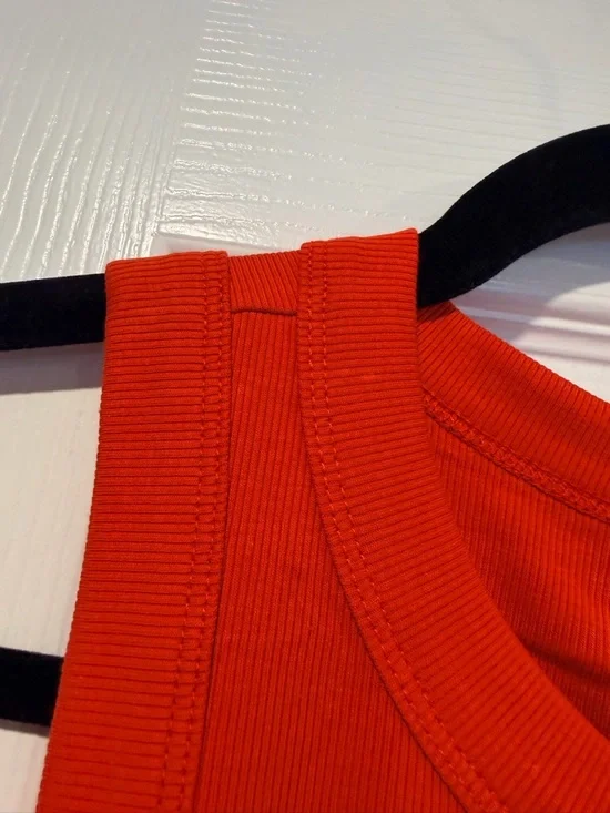 NWOT Madewell Size XXL Red Orange Ribbed Supima Cotton Racerback Tank Top - Picture 2 of 10